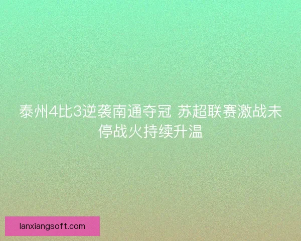 泰州4比3逆袭南通夺冠 苏超联赛激战未停战火持续升温
